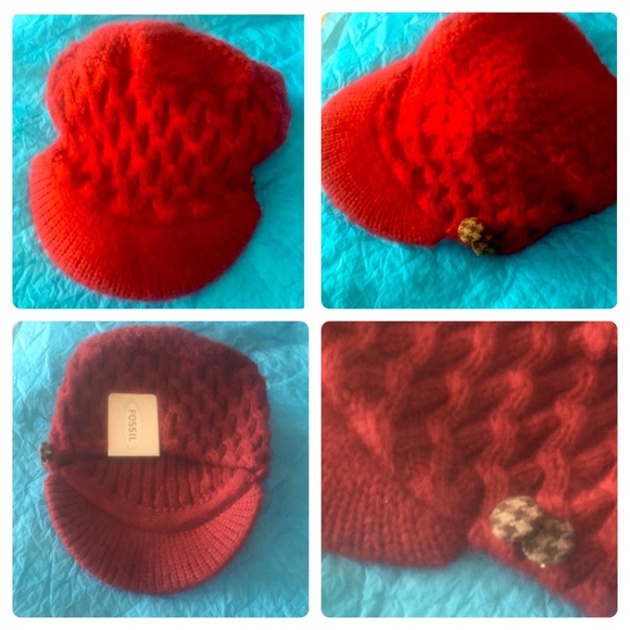 NWT: FOSSIL Knit  Hat w/Visor Beanie - Picture 1 of 11